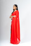 Grace Redefined Red Shimmer Saree With Unstitched Blouse