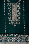 Bottle Green Gotta Patti Organza Unstitched Salwar Suit With Organza Dupatta