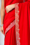 Grace Redefined Red Shimmer Saree With Unstitched Blouse
