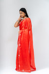 Grace Redefined Red Shimmer Saree With Unstitched Blouse