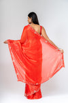 Grace Redefined Red Shimmer Saree With Unstitched Blouse