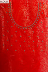 Grace Redefined Red Shimmer Saree With Unstitched Blouse
