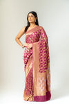 Regal And Radiant Garnet Khaddi Georgette Saree With Unstitched Blouse