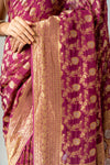 Regal And Radiant Garnet Khaddi Georgette Saree With Unstitched Blouse