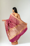 Regal And Radiant Garnet Khaddi Georgette Saree With Unstitched Blouse
