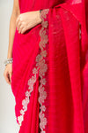 Timeless Elegance Rani Simmer Saree With Unstitched Blouse
