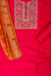 Rani Gotta Patti, Sequence & Zari Threadwork Cotton Unstitched Salwar Suit With Cotton Dupatta