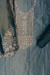 Grey Swarovski & Zarkan Tissue Unstitched Salwar Suit With Tissue Dupatta