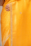 Shine Bright In Mango Gold Banarasi Silk Saree With Unstitched Blouse