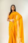 Sunshine Charm Mustard Shimmer Saree With Unstitched Blouse