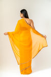 Sunshine Charm Mustard Shimmer Saree With Unstitched Blouse