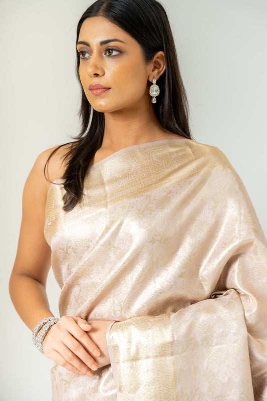 Timeless Beauty Tussar Banarasi Silk Saree With Unstitched Blouse