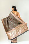 Bold Statement Black Banarasi Silk Saree With Unstitched Blouse