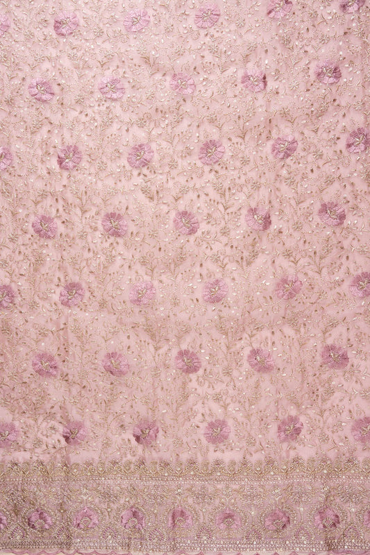 Mauve Sequence, Swarovski, Zarkan & Threadwork Organza Unstitched Salwar Suit With Chiffon Dupatta