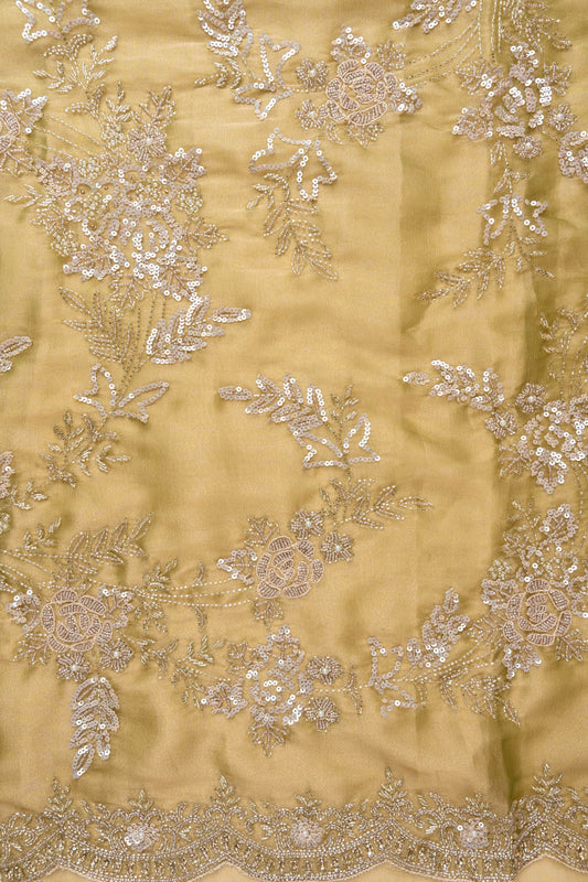 Pista Cutdana, Sequence, Swarovski, Zarkan & Zari Threadwork Organza Unstitched Salwar Suit With Organza Dupatta