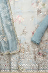Grey Gotta Patti, Swarovski, Zari Threadwork & Digital Printed Organza Unstitched Salwar Suit With Organza Dupatta