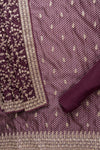 Garnet Sequence, Zarkan, Zari Threadwork & Bandhini printed Satin Unstitched Salwar Suit With Satin Dupatta