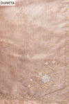 Peach Cutdana, Sequence, Swarovski, Zarkan & Zari Threadwork Organza Unstitched Salwar Suit With Organza Dupatta