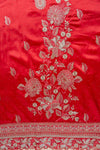 Maroon Sequence, Swarovski & Zari Threadwork Satin Unstitched Salwar Suit With Satin Dupatta
