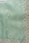 Tea Green Bead, Sequence & Zari Threadwork Organza Unstitched Salwar Suit With Organza Dupatta