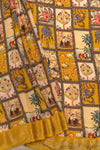 Mustard Banarasi Woven Zari, Sequence & Digital Printed Dola Saree With Unstitched Blouse