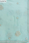Tea Green Bead, Sequence & Zari Threadwork Organza Unstitched Salwar Suit With Chiffon Dupatta