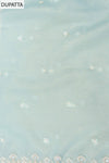 Sky Blue Bead, Sequence & Zari Threadwork Organza Unstitched Salwar Suit With Organza Dupatta