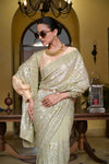 Pista Sequence & Swarovski Georgette Saree With Unstitched Blouse (Ft:-Nitanshi Goel)