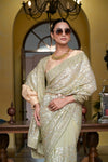Pista Sequence & Swarovski Georgette Saree With Unstitched Blouse (Ft:-Nitanshi Goel)