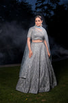 Sky Blue Net Lehenga Set And Net Dupatta With Readymade Blouse