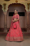 Rani Fine Raw Silk lehenga Set And Net Dupatta With Readymade Blouse