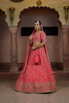 Rani Fine Raw Silk lehenga Set And Net Dupatta With Readymade Blouse