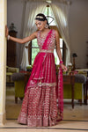 Maroon Georgette Lehenga Set And Georgette Dupatta With Readymade Blouse