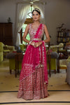 Maroon Georgette Lehenga Set And Georgette Dupatta With Readymade Blouse