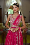 Maroon Georgette Lehenga Set And Georgette Dupatta With Readymade Blouse