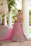 Rani Georgette Lehenga Set And Net Dupatta With Readymade Blouse