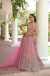 Rani Georgette Lehenga Set And Net Dupatta With Readymade Blouse