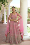 Rani Georgette Lehenga Set And Net Dupatta With Readymade Blouse