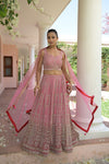 Rani Georgette Lehenga Set And Net Dupatta With Readymade Blouse