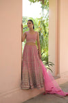 Rani Georgette Lehenga Set And Net Dupatta With Readymade Blouse
