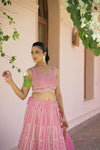 Rani Georgette Lehenga Set And Net Dupatta With Readymade Blouse