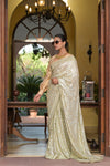 Pista Sequence & Swarovski Georgette Saree With Unstitched Blouse (Ft:-Nitanshi Goel)