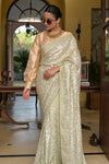 Pista Sequence & Swarovski Georgette Saree With Unstitched Blouse (Ft:-Nitanshi Goel)