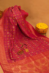 Rani Banarasi Woven Zari Silk Saree With Unstitched Blouse