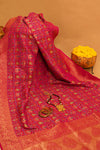 Rani Banarasi Woven Zari Silk Saree With Unstitched Blouse
