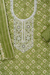 Pista Sequence, Threadwork & Digital Printed Cotton Unstitched Salwar Suit With Cotton Dupatta