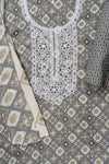 Grey Sequence, Threadwork & Digital Printed Cotton Unstitched Salwar Suit With Cotton Dupatta