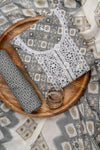 Grey Sequence, Threadwork & Digital Printed Cotton Unstitched Salwar Suit With Cotton Dupatta