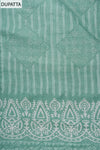 Mint Green Sequence, Threadwork & Floral Printed Cotton Unstitched Salwar Suit With Cotton Dupatta