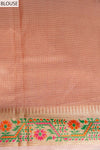 Gajari Banarasi Woven Zari & Digital Printed Cotton Saree With Unstitched Blouse